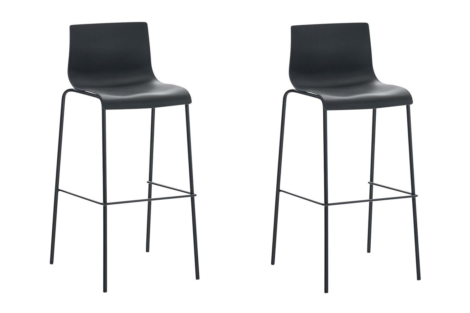 BARHOCKER 2er Set Kunststoff schwarz - Schwarz, Kunststoff/Metall (43/100/48cm) - CLP