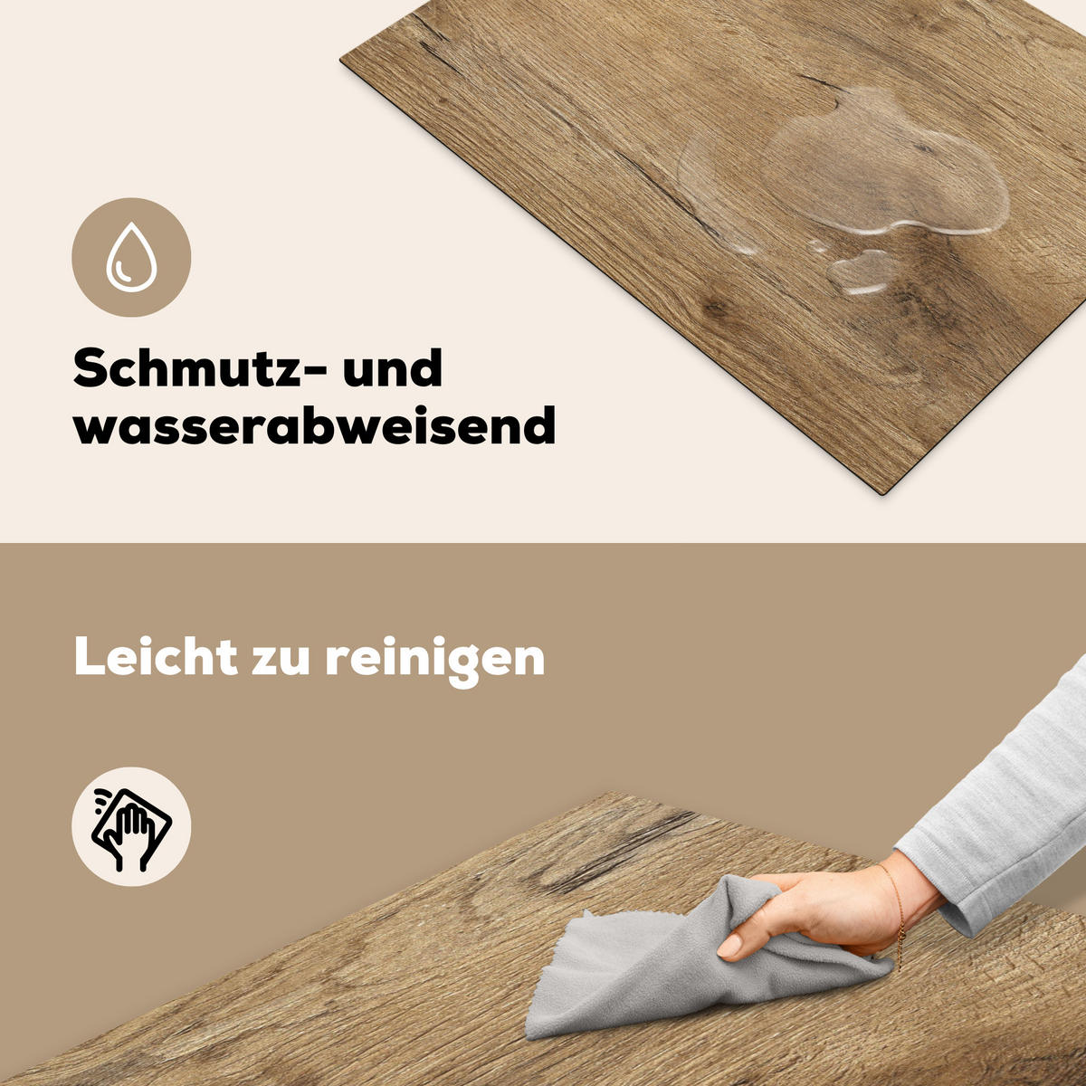 HERDABDECKPLATTE Holz - Braun - Holzoptik 75x52 cm - Eichefarben, Kunststoff (75/0.2/52cm) - MuchoWow