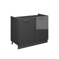 SPÜLENUNTERSCHRANK Fame-Line, Anthrazit Hochglanz/Anthrazit, 100 cm ohne Arbeitsplatte - Schwarz Hochglanz/Anthrazit, Holzwerkstoff (100/82/51.6cm) - Vicco