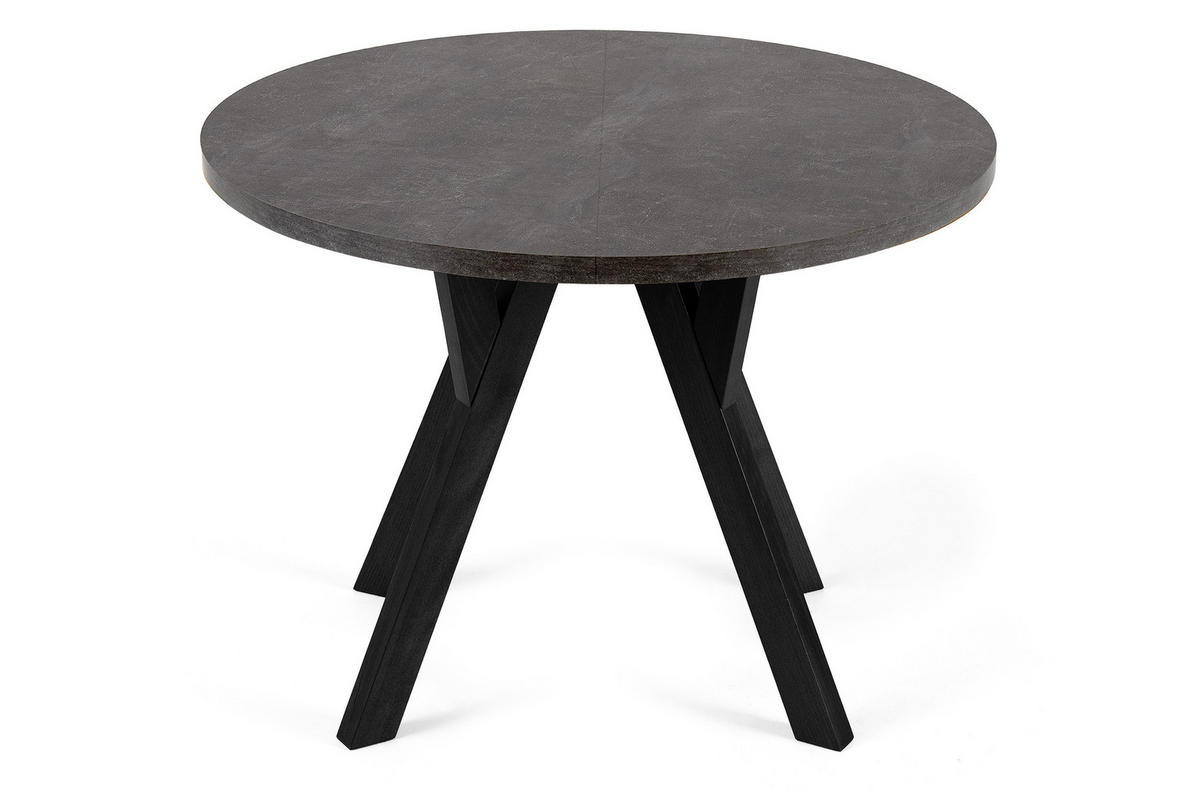ESSTISCH INDAGA Ausziehbar 100-180cm Rund, Beton/schwarz - Schwarz, Holz (100/180/75cm) - KONSIMO®