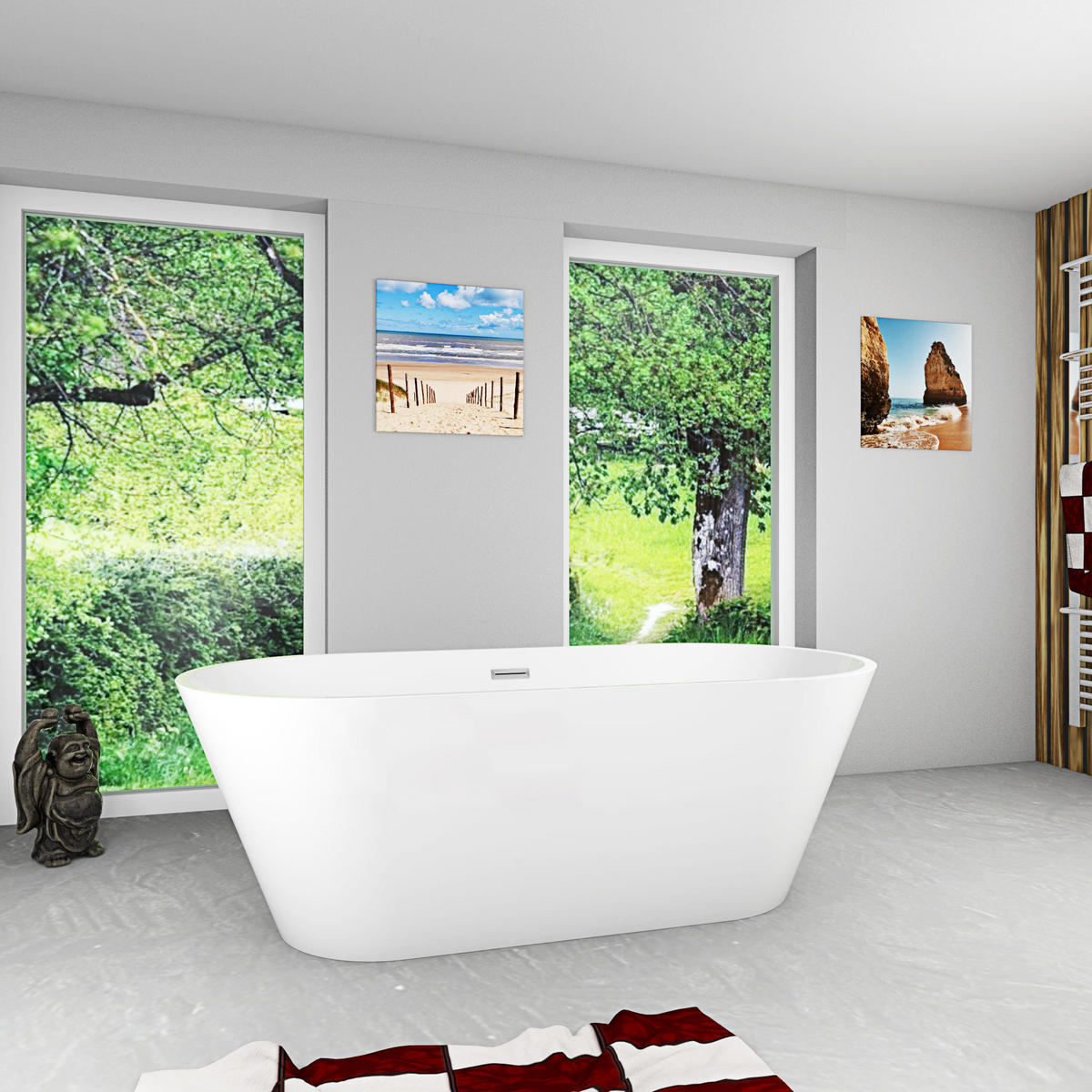 FREISTEHENDE Badewanne Wanne F01 170x80cm - Weiß, Glas/Kunststoff (80/58/170cm) - AcquaVapore by Sandra Jentho