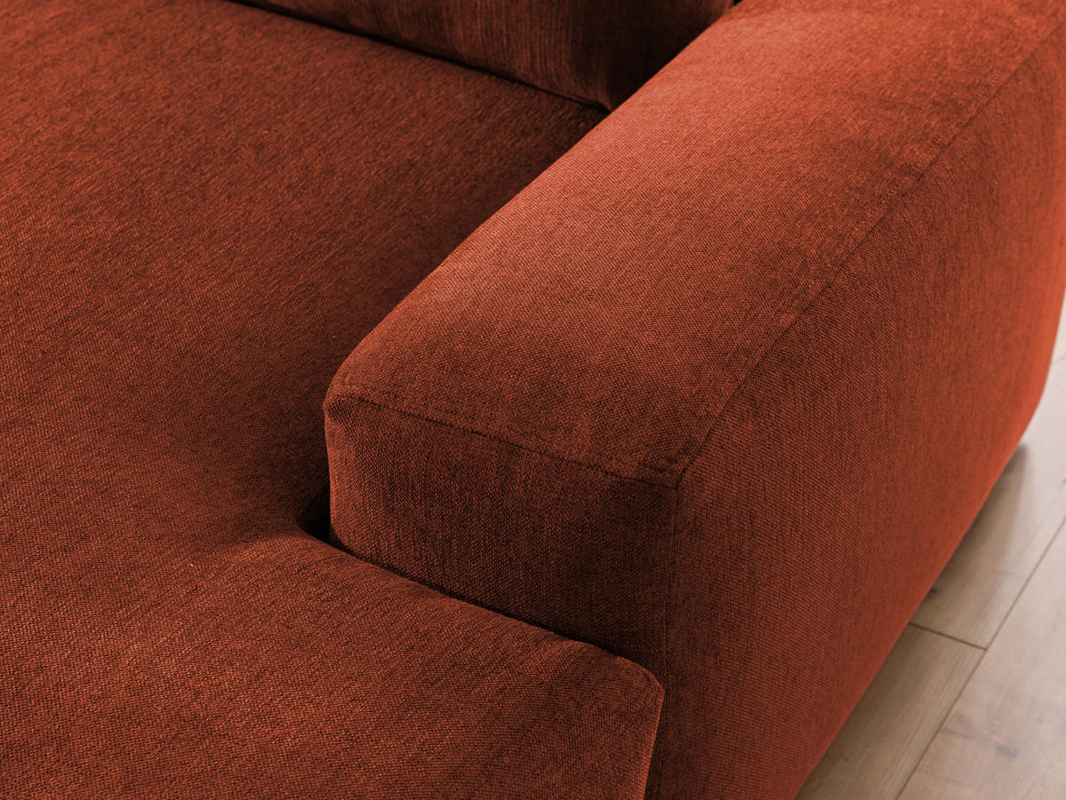 ECKSOFA Lennon aus Terrakotta Strukturstoff mit Schlaffunktion und Bettkasten - Terracotta/Schwarz, Holz/Kunststoff (264/137cm) - S-Style