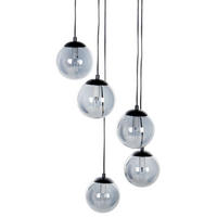 HÄNGELEUCHTE Schwarz Noel - Transparent/Schwarz, Glas (35/35/143cm) - Beliani