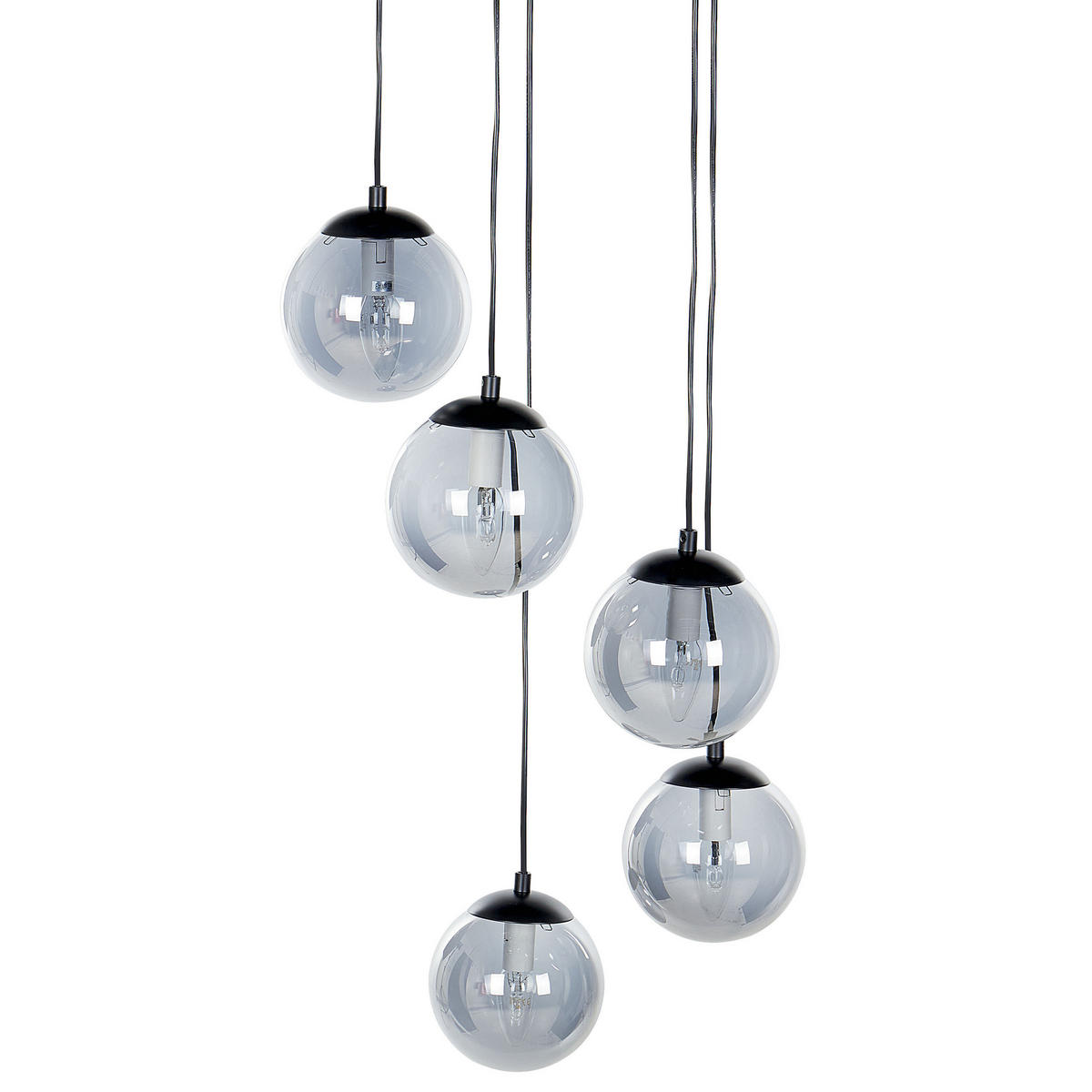 HÄNGELEUCHTE Schwarz Noel - Transparent/Schwarz, Glas (35/35/143cm) - Beliani