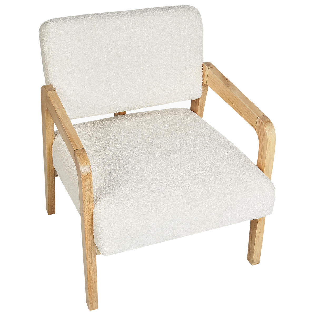 SESSEL Bouclé Cremeweiß Hjo - Hellbraun/Weiß, Textil (61/76/68cm) - Beliani