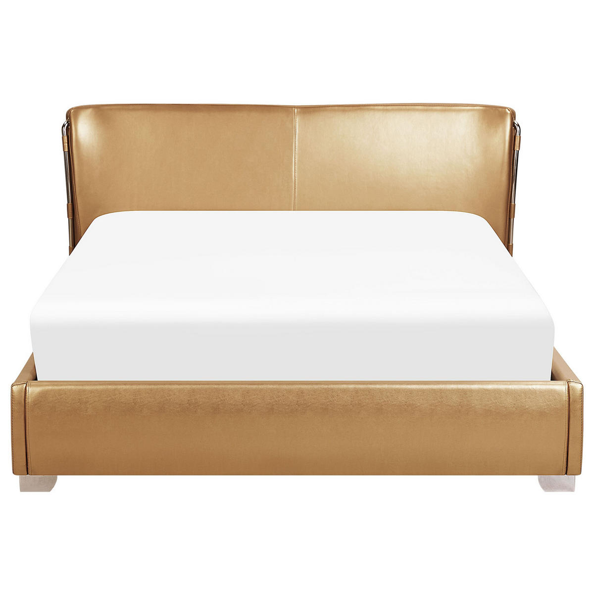LEDERBETT 160/200cm Gold Paris - Goldfarben, Leder (160/200cm) - Beliani