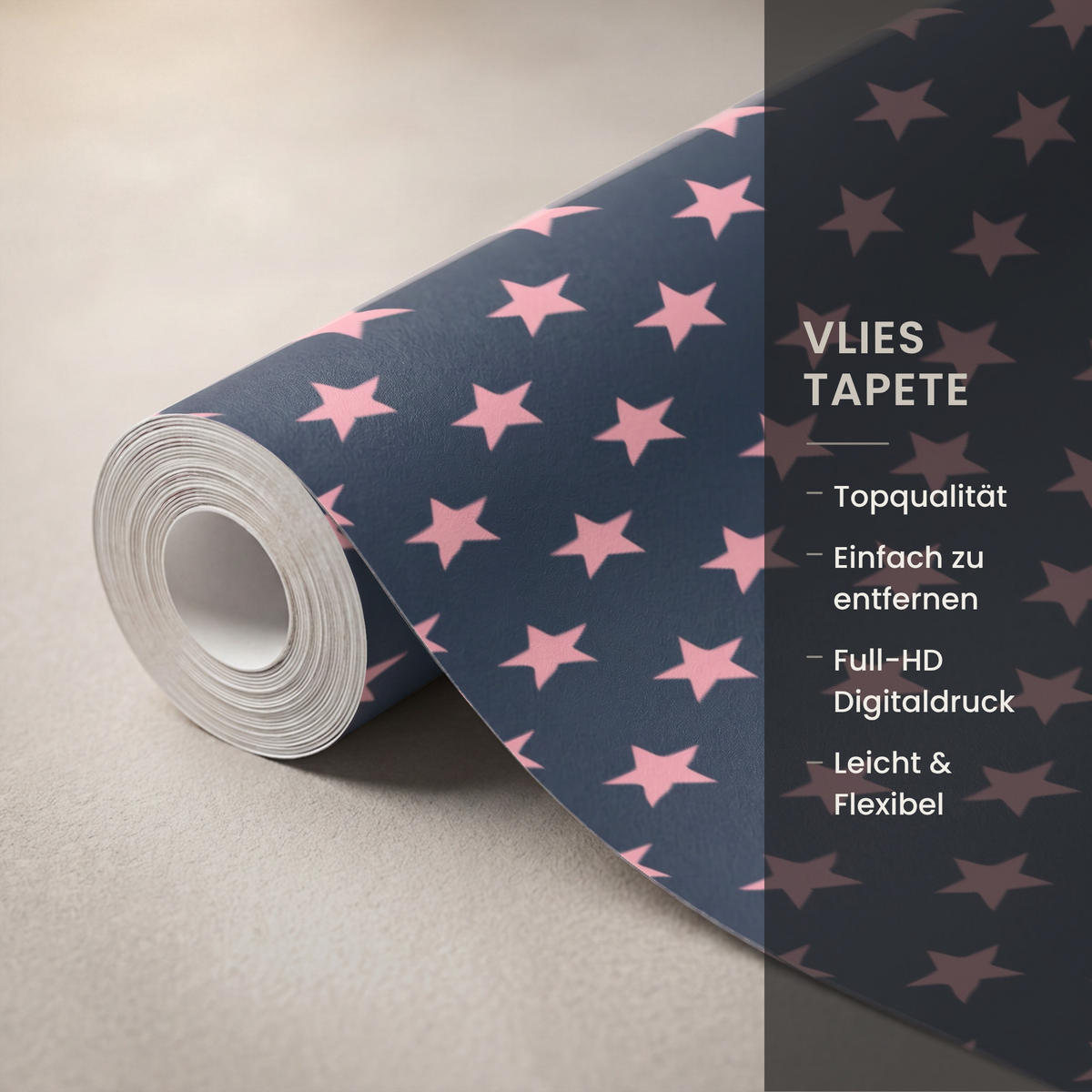 KINDERTAPETE - Muster - Sterne - Rosa - 100x240 cm - Anthrazit, Papier (100/240cm) - OnlyWow