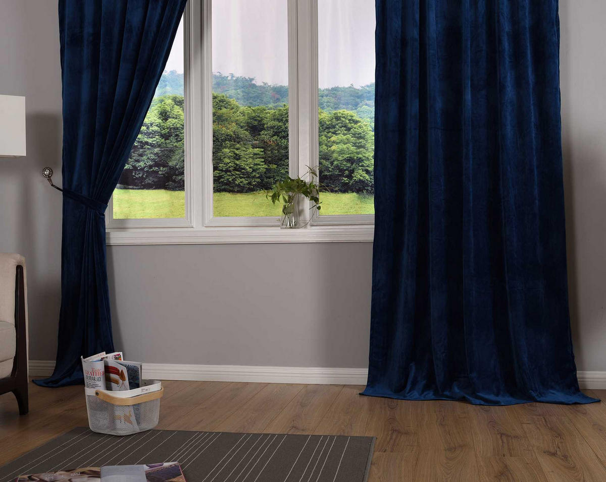 VORHANG MILANO HxB 280x135 cm Blau - Blau, Textil (135/280cm) - Gardinenbox