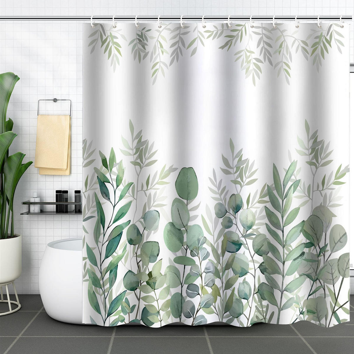 DUSCHVORHANG – Breite 180 x Höhe 180 cm – Inklusive Haken - Klar, Textil (180/180cm)