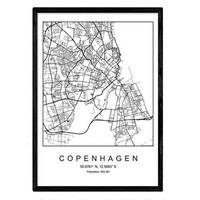 POSTER Kopenhagen Stadtkarte – Nordisch A3 Schwarzer Rahmen - Schwarz, Papier (29.7/5/42cm) - Nacnic