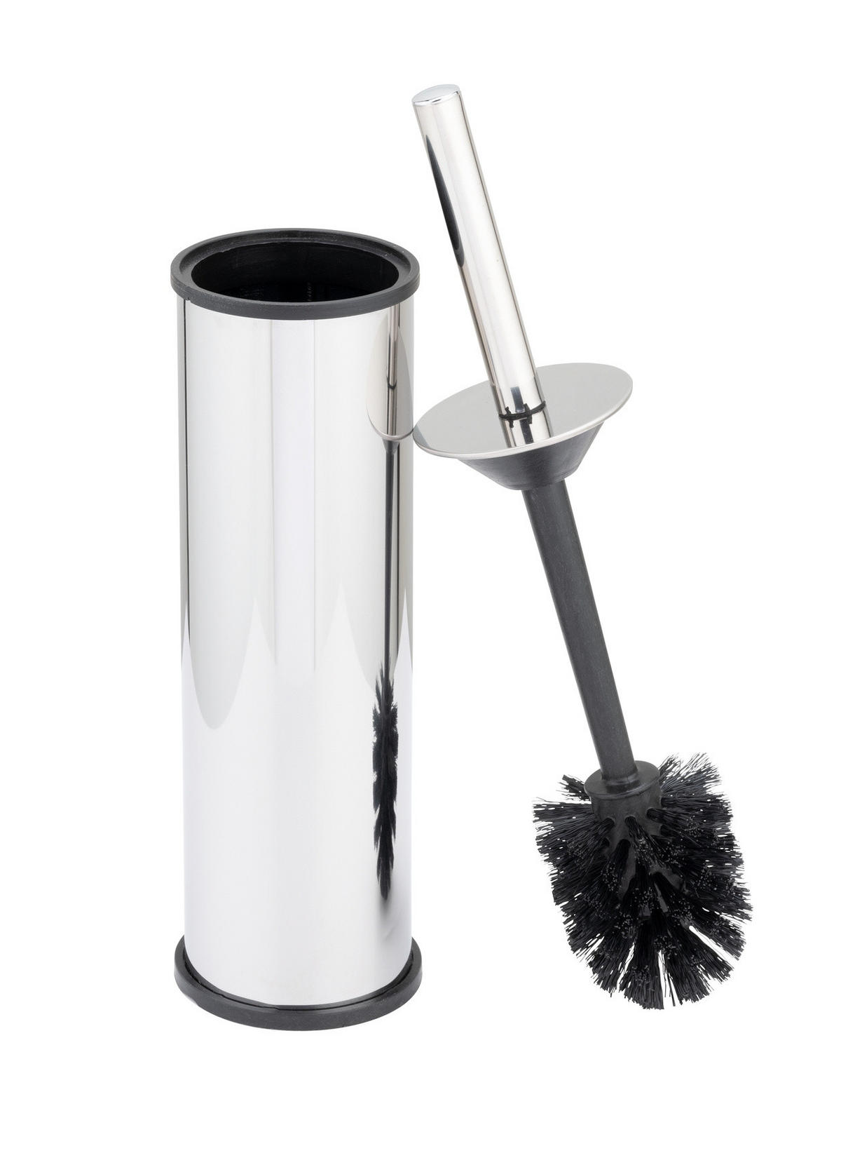 WC-BÜRSTE mit dichtem Edelstahlbehälter Olmedo 8,5/8,5/37 cm - Silberfarben, Metall (8.5/37/8.5cm) - Wenko
