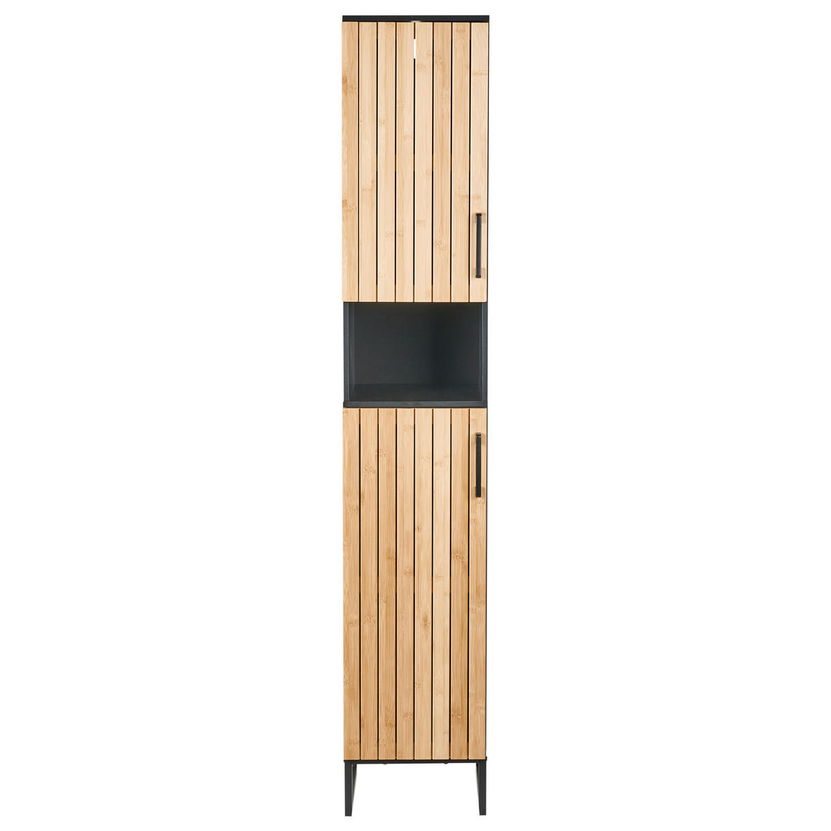 DULAP DE BAIE bambus 30 cm maro deschis Miscanti - maro/negru, lemn (30/170/30cm) - Beliani