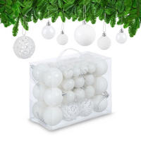 WEIHNACHTSKUGELN-SET 50-tlg. - Weiß, Kunststoff (6/7/6cm) - Relaxdays