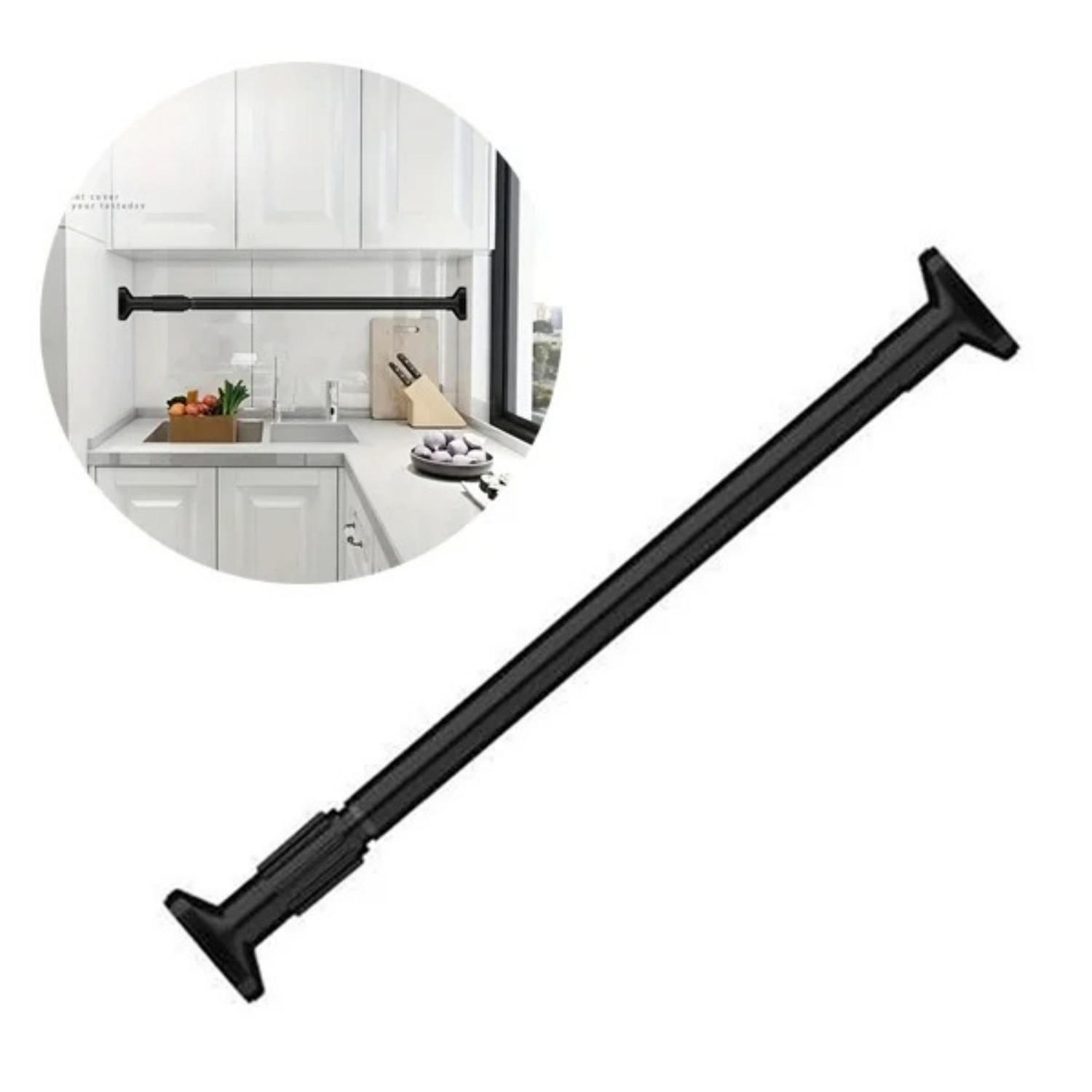 DUSCHVORHANG 50-80 cm Stange Schwarz einfach zu installieren - Schwarz, Metall (2.5/50cm) - MCBOSON