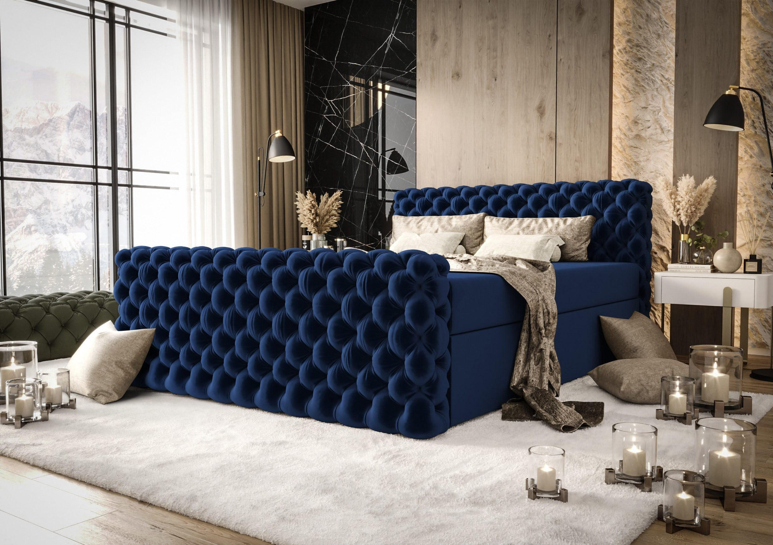 BOXBETT Figo IV Dunkelblau 180x200 cm - Dunkelblau, Textil (180/200cm) - B&B Home