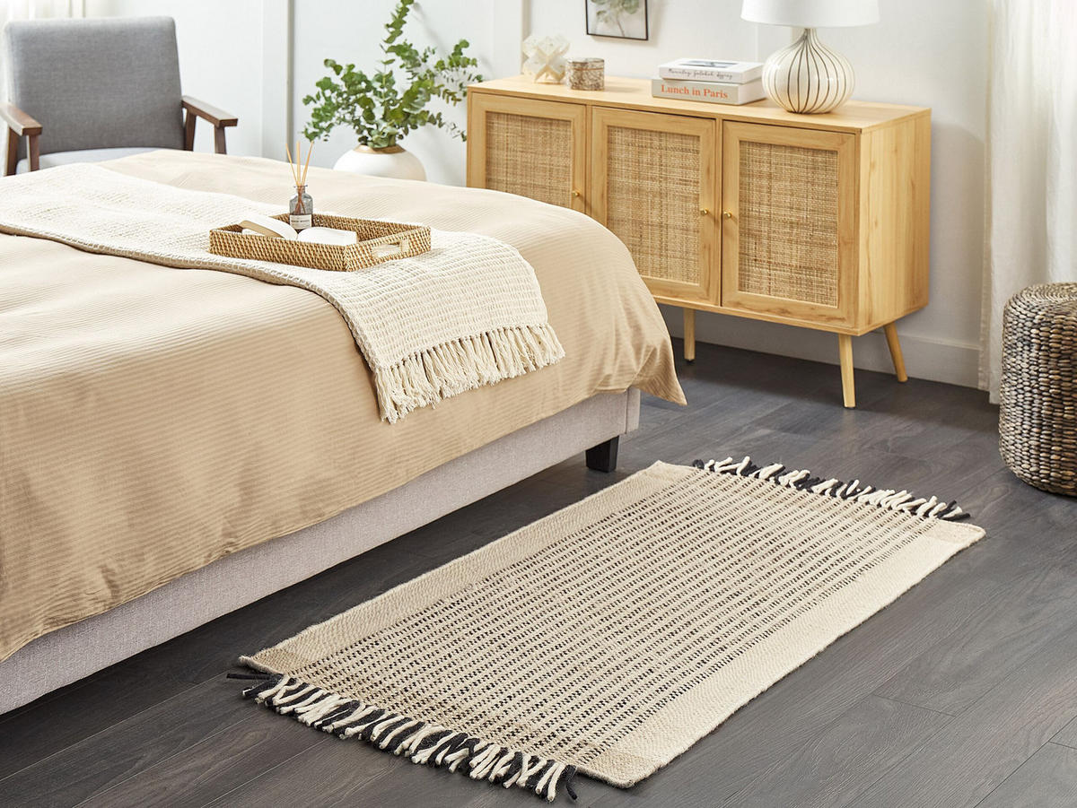 TEPPICH geflochten Divarli 150/80 cm - Beige, Textil (80/150cm) - Beliani