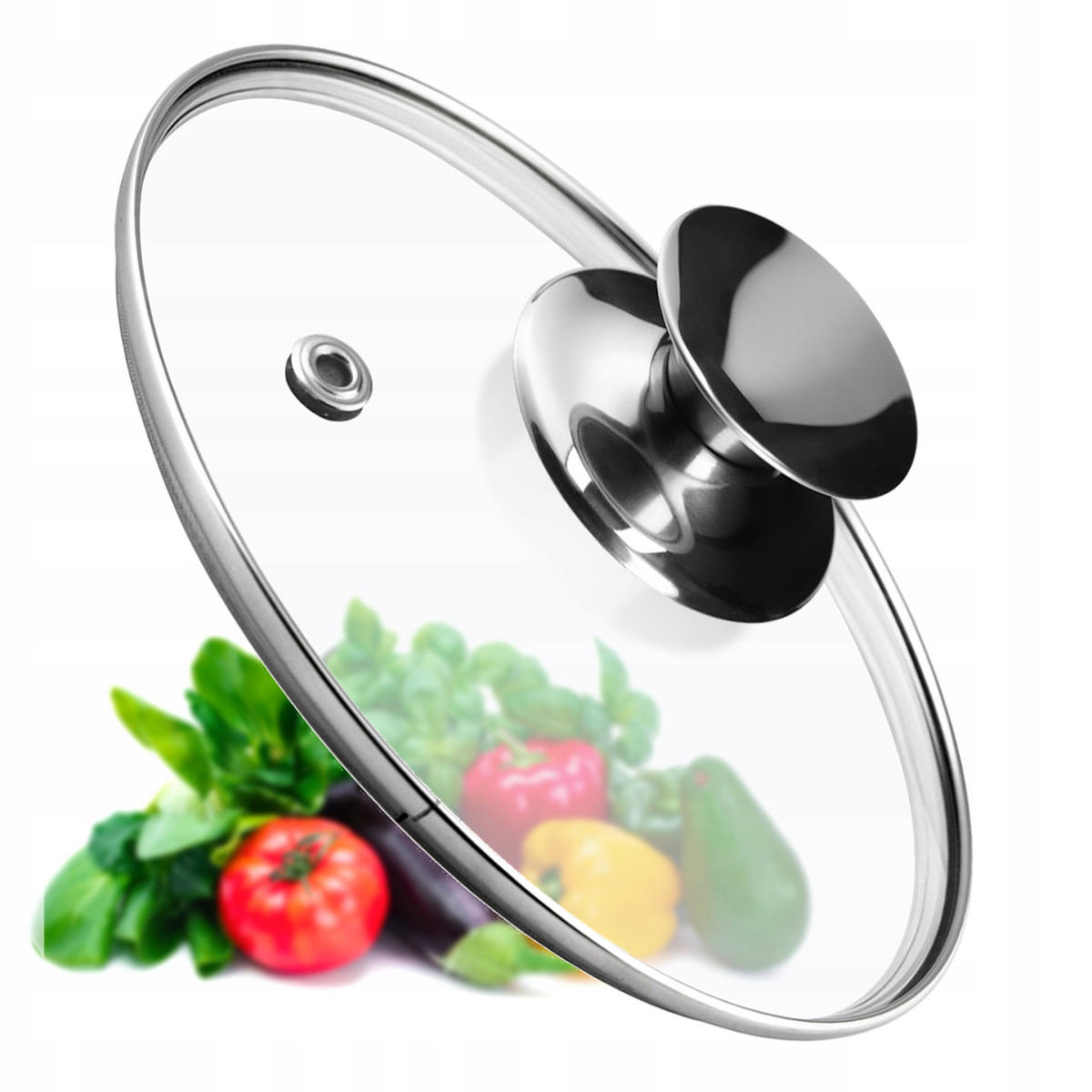 DECKEL mit silbernem Griff, 14 cm - Transparent, Glas/Metall (14cm) - KADAX