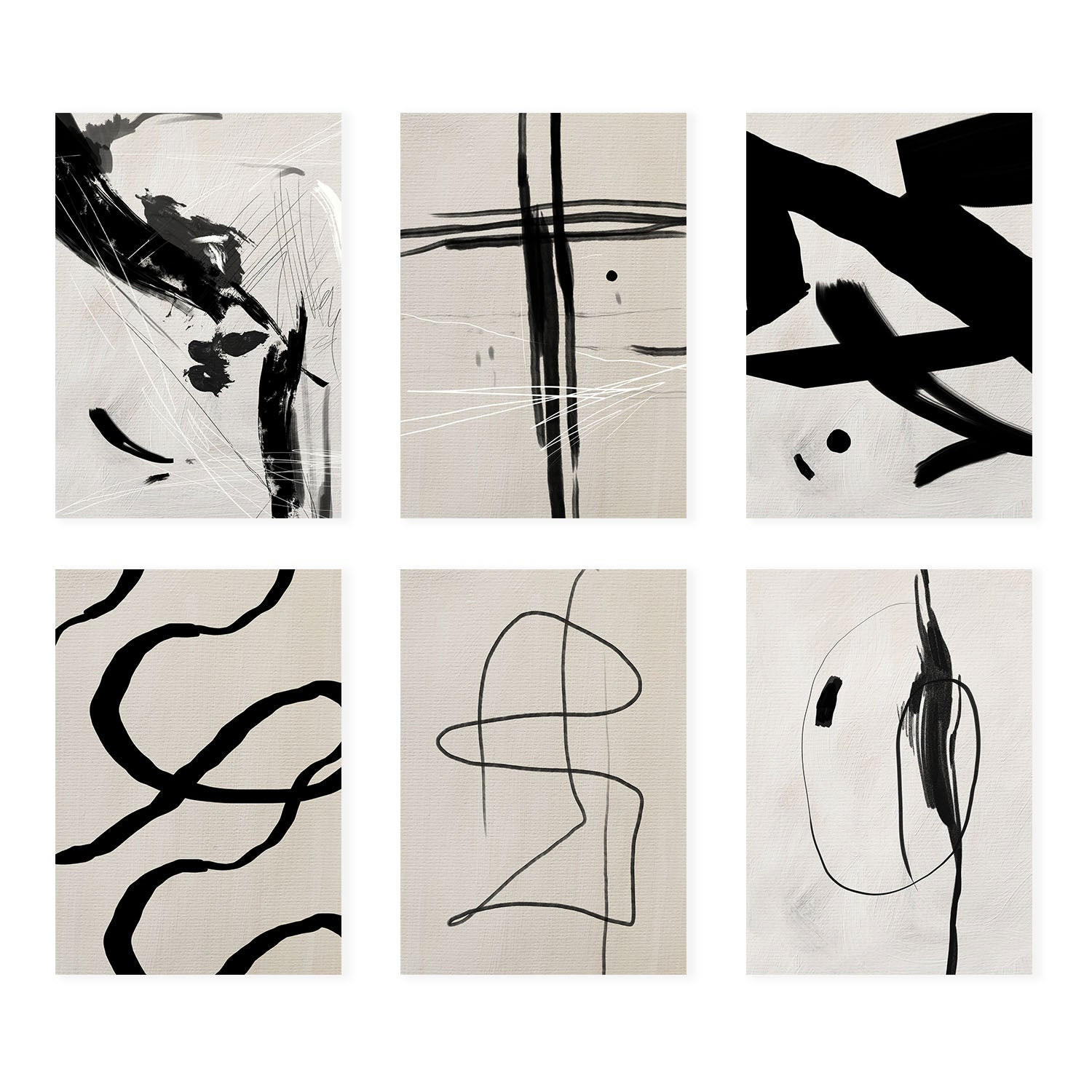 POSTER Set Mit 6 Illustrationen Von Franz Kline Abstrakter A3 Rahmenlos - Klar, Papier (29/3cm) - Nacnic