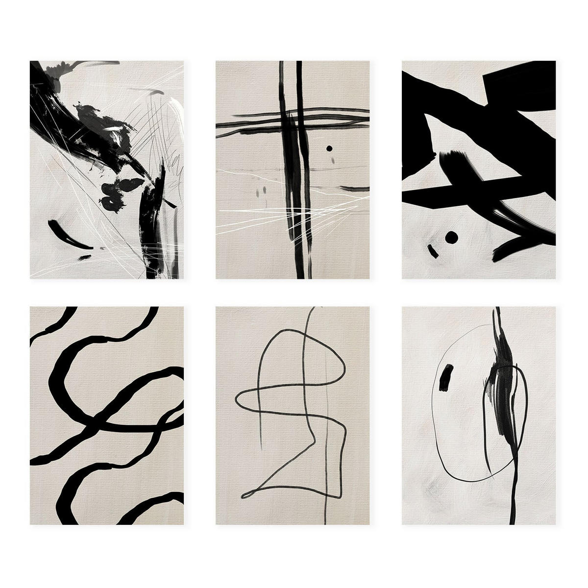 POSTER Set Mit 6 Illustrationen Von Franz Kline Abstrakter A3 Rahmenlos - Klar, Papier (29/3cm) - Nacnic