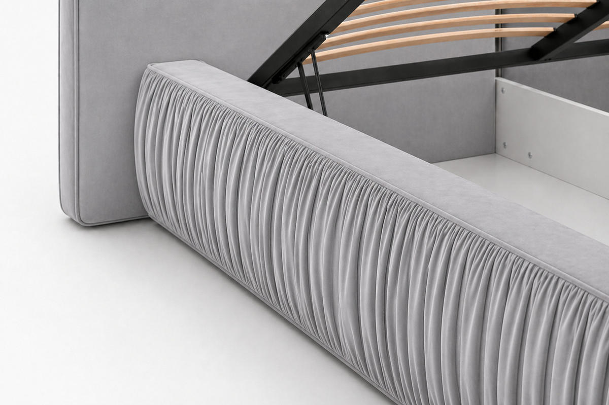 POLSTERBETT 08 140 x 200 cm – Riviera – Bett mit Gasdruckfedern und Stauraum - Hellgrau, Holz (140/200cm) - ROYAL24_MARKT