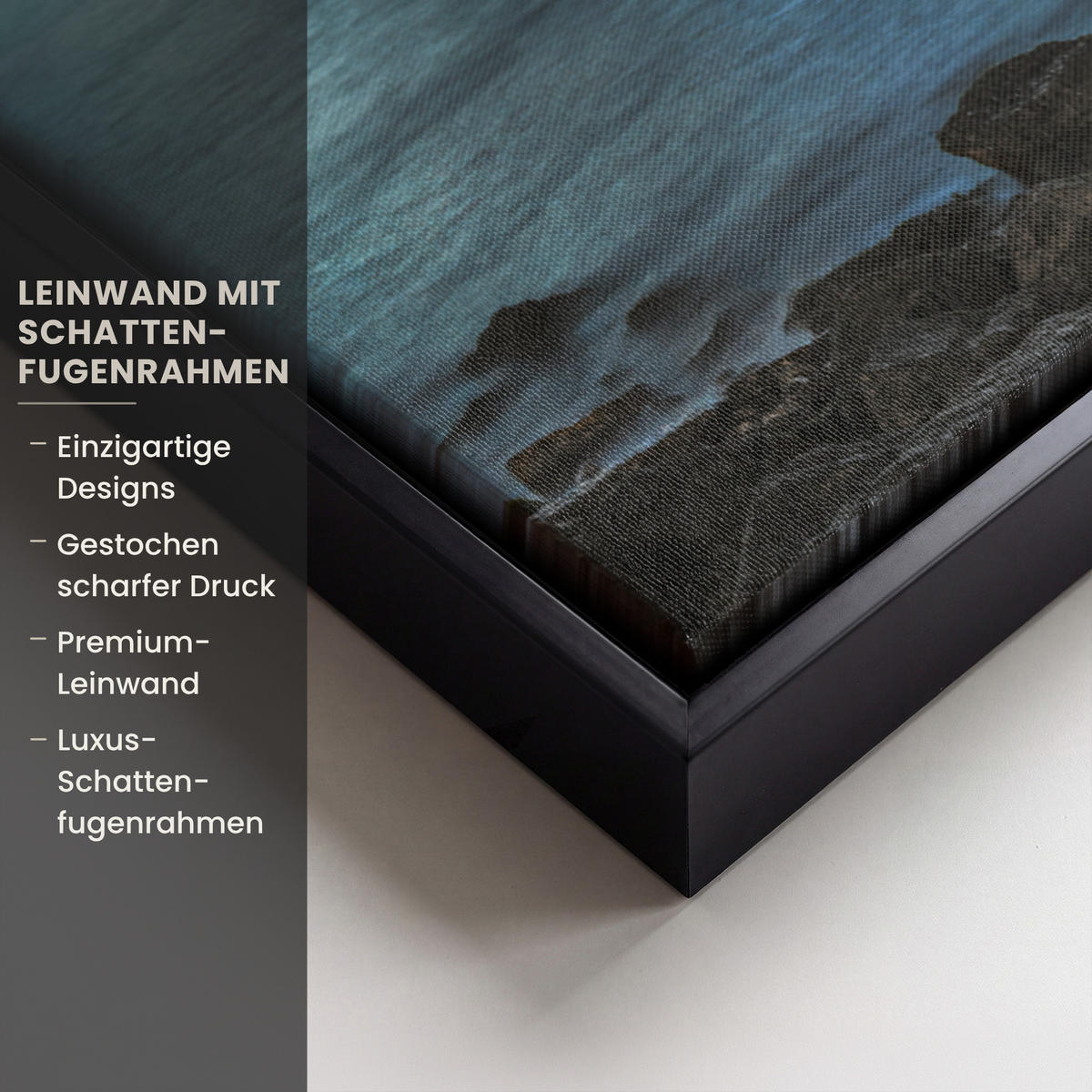 LEINWAND Bilder mit Rahmen - New York - Skyline - Stadt - Blau - 50x50 - Blaugrau, Textil (50/50cm) - MuchoWow