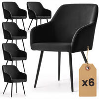 POLSTERSTUHL 6er Set, Metallbeine Schwarz 54,5/83/58 - Schwarz, Textil (55/83/58cm) - RAUMHIRSCH FURNITURE
