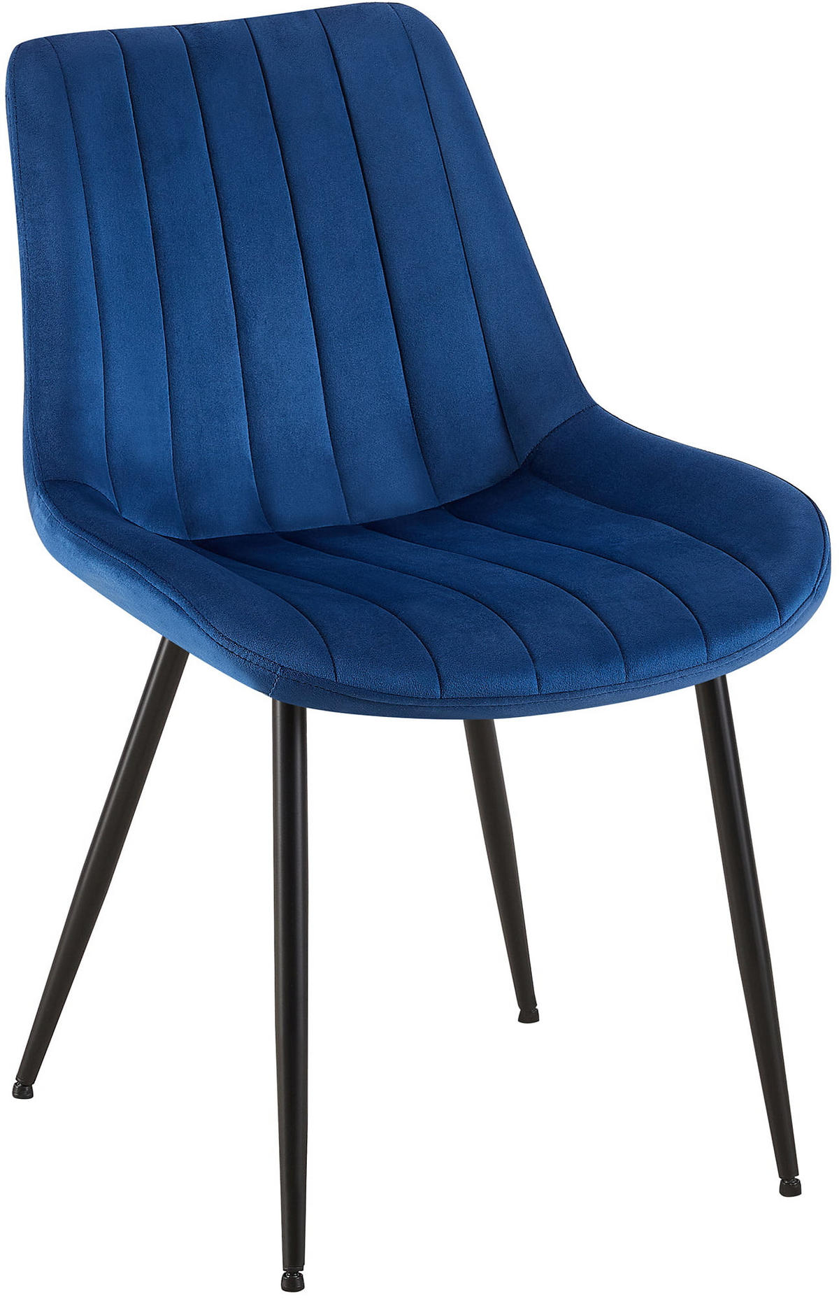 STUHL Samt blau - Blau/Schwarz, Textil/Metall (46/82/61cm) - CLP