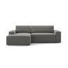 ECKSOFA ausklappbar links mit Container Jodie aus Samt hellgrau 3 Sitzplätze - Hellgrau, Textil (246/151cm) - Micadoni