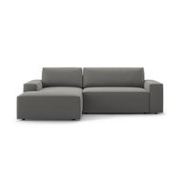 ECKSOFA ausklappbar links mit Container Jodie aus Samt hellgrau 3 Sitzplätze - Hellgrau, Textil (246/151cm) - Micadoni