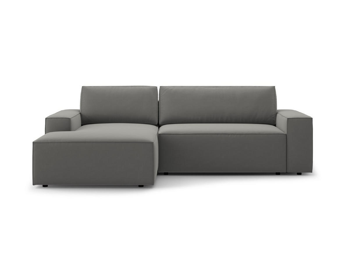 ECKSOFA ausklappbar links mit Container Jodie aus Samt hellgrau 3 Sitzplätze - Hellgrau, Textil (246/151cm) - Micadoni