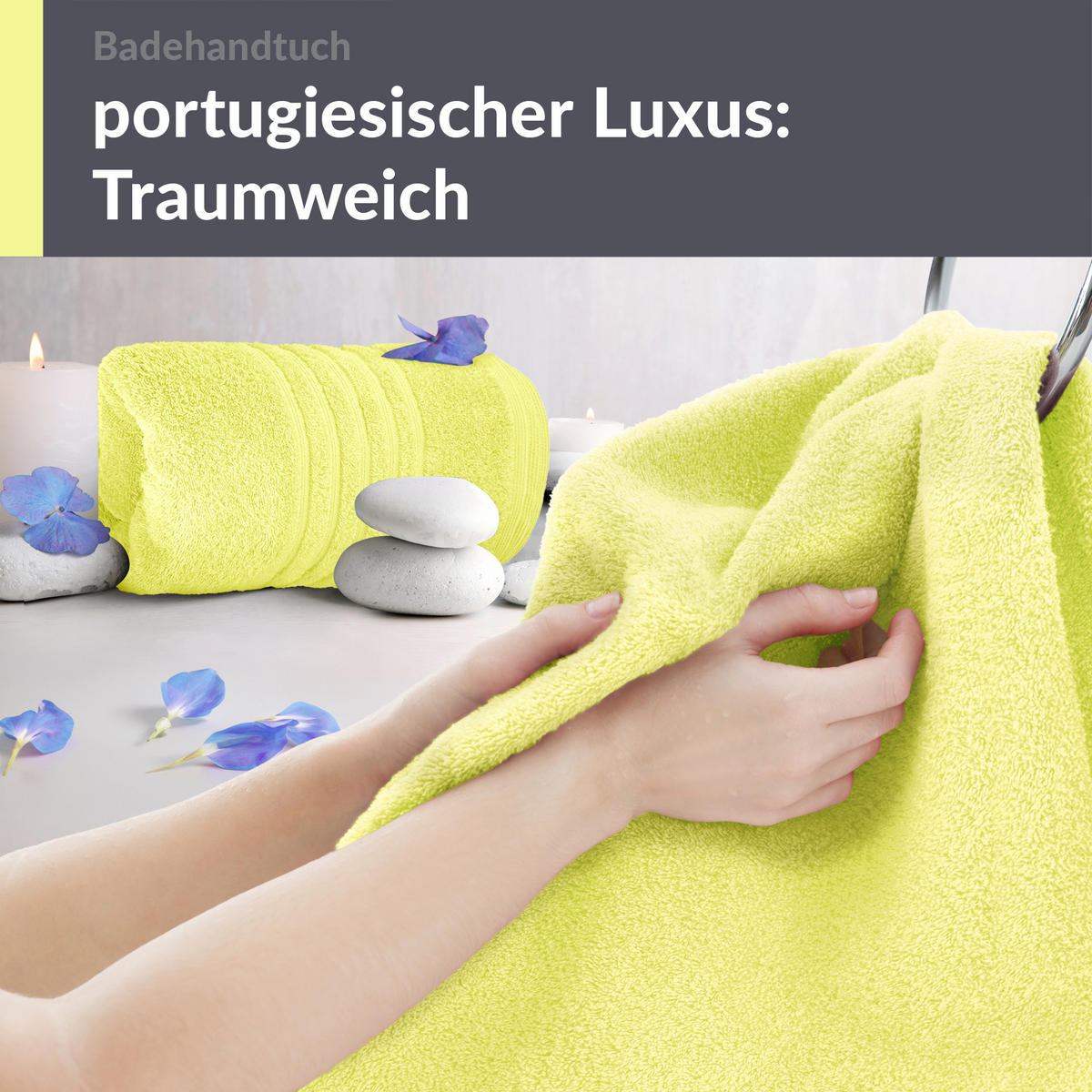 BADETUCH London Anis Grün 2er Set 100x150 - Hellgelb, Textil (100/150cm) - Lashuma