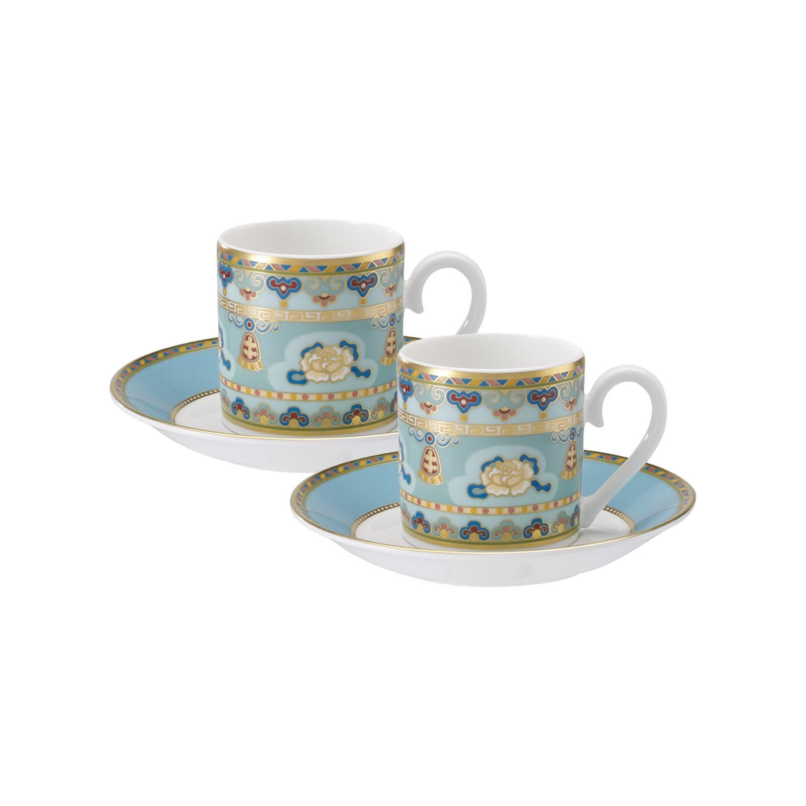 ESPRESSOTASSEN MIT UNTERTASSEN Samarkand Aquamarin blau 50 ml 2er Set - Blau, Keramik (12.6/7.8/12.6cm) - Villeroy & Boch