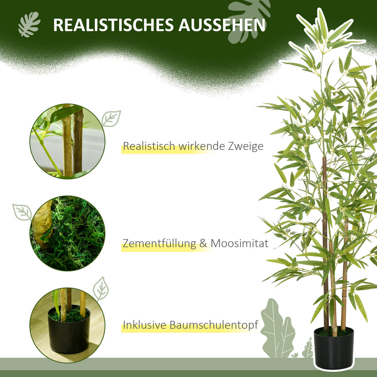 KÜNSTLICHE Pflanzen Grün 15.0/15.0/120.0cm - Grün, Kunststoff (120cm)