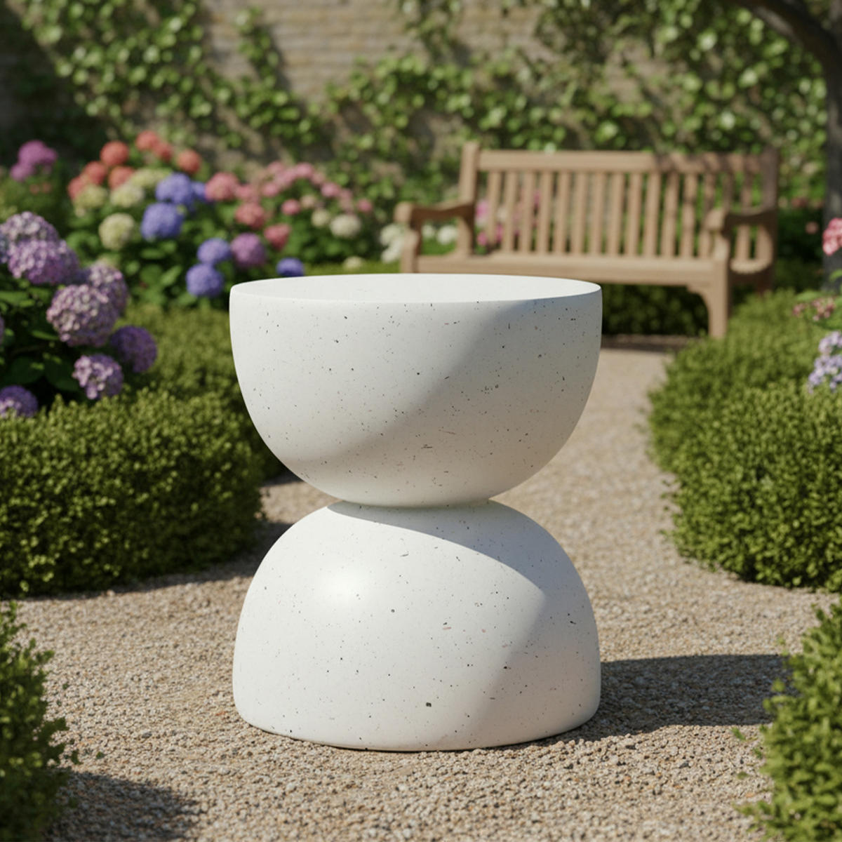 BEISTELLTISCH, MgO, Indoor/Outdoor, Terrazzo Weiß - Weiß, Naturmaterialien (39.5/39.5/45.5cm) - FLIEKS