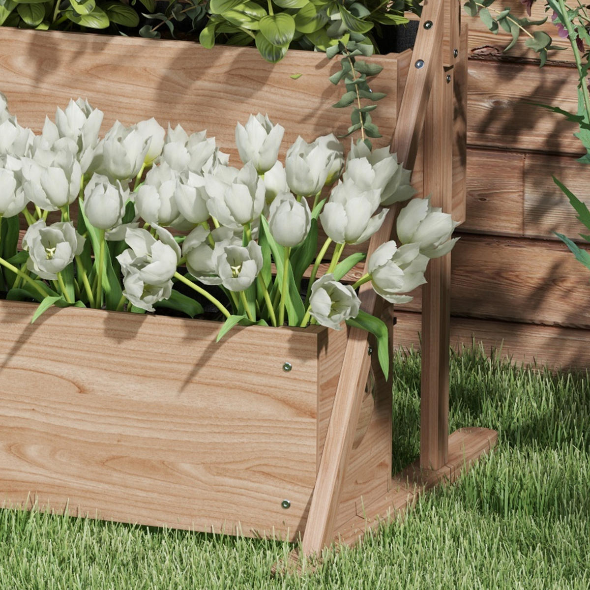 PFLANZBEETTREPPE, Naturfarben - Naturfarben, Holz (80/140/108cm) - Outsunny