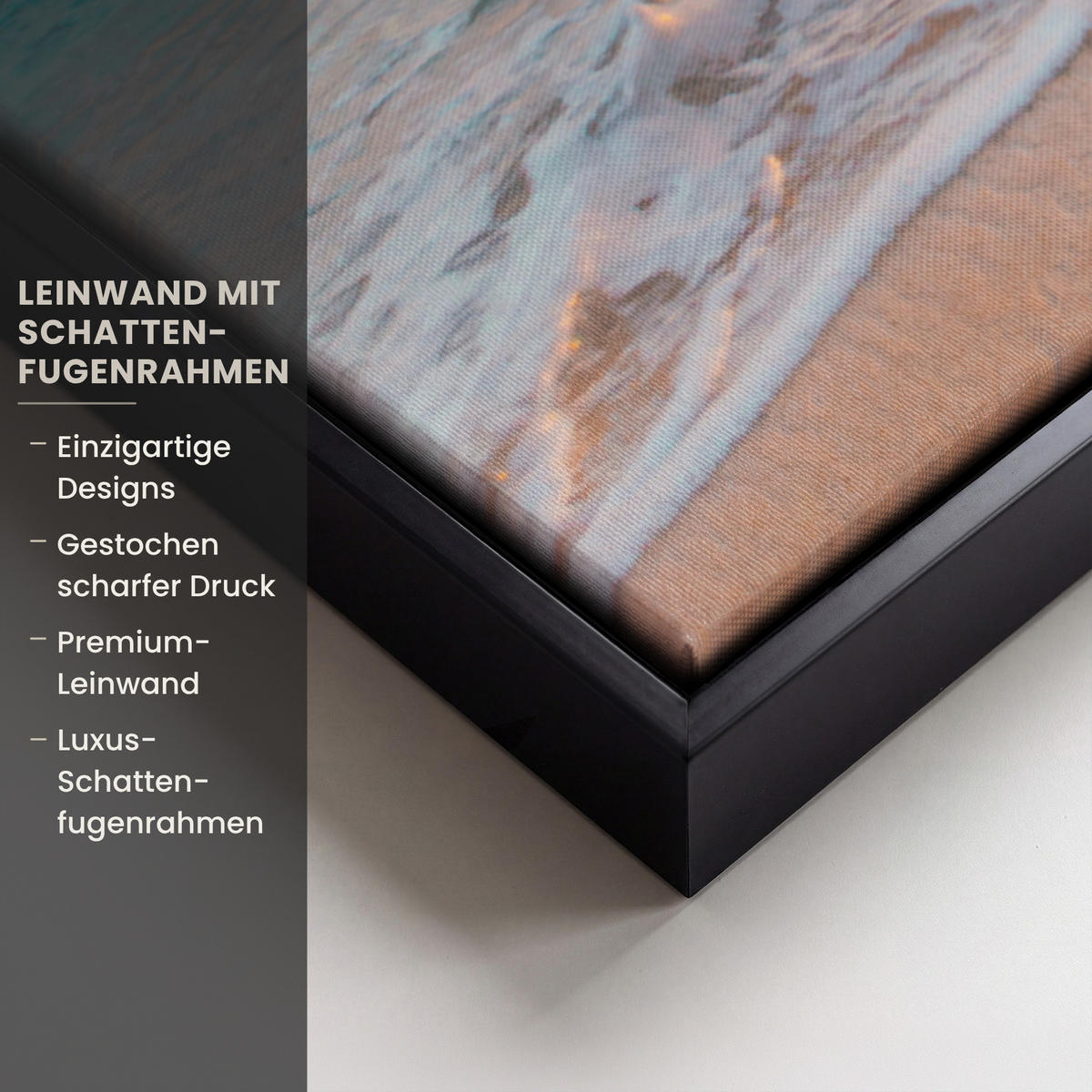 LEINWAND Bilder mit Rahmen - Sonnenuntergang - Strand - Meer - Sommer - Blau - 50x50 - Multicolor, Textil (50/50cm) - MuchoWow