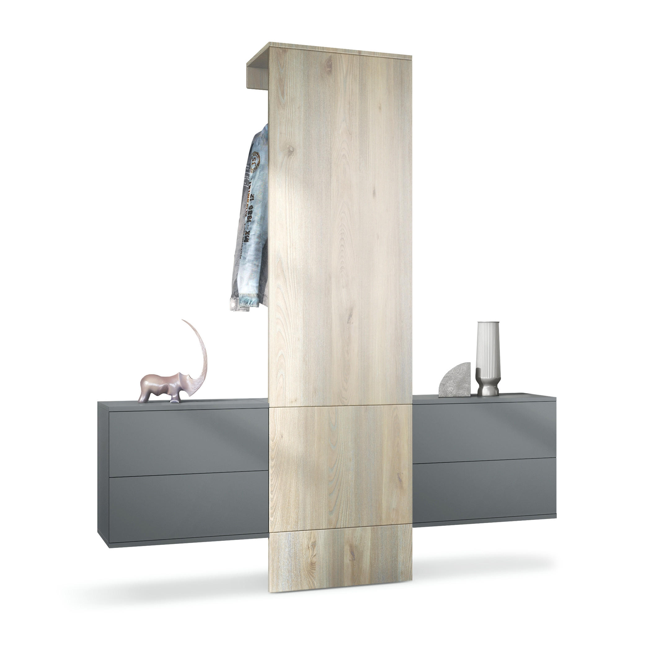 GARDEROBE Carlton Paneel in Eiche Nordic - Silbereichenfarben, Holzwerkstoff (157/193/35cm) - Vladon