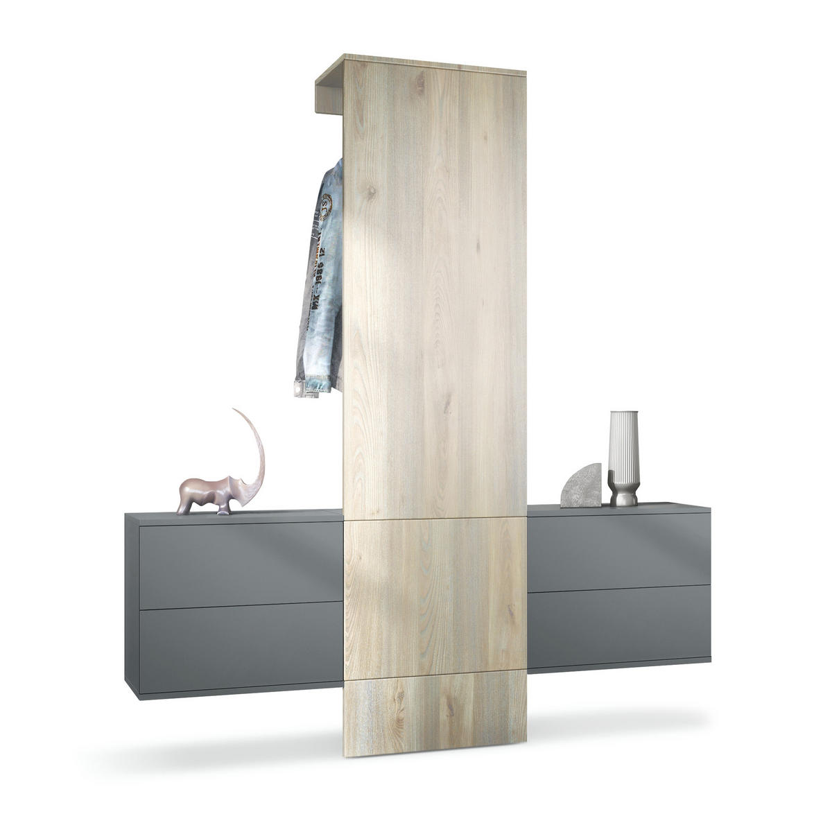 GARDEROBE Carlton Paneel in Eiche Nordic - Silbereichenfarben, Holzwerkstoff (157/193/35cm) - Vladon
