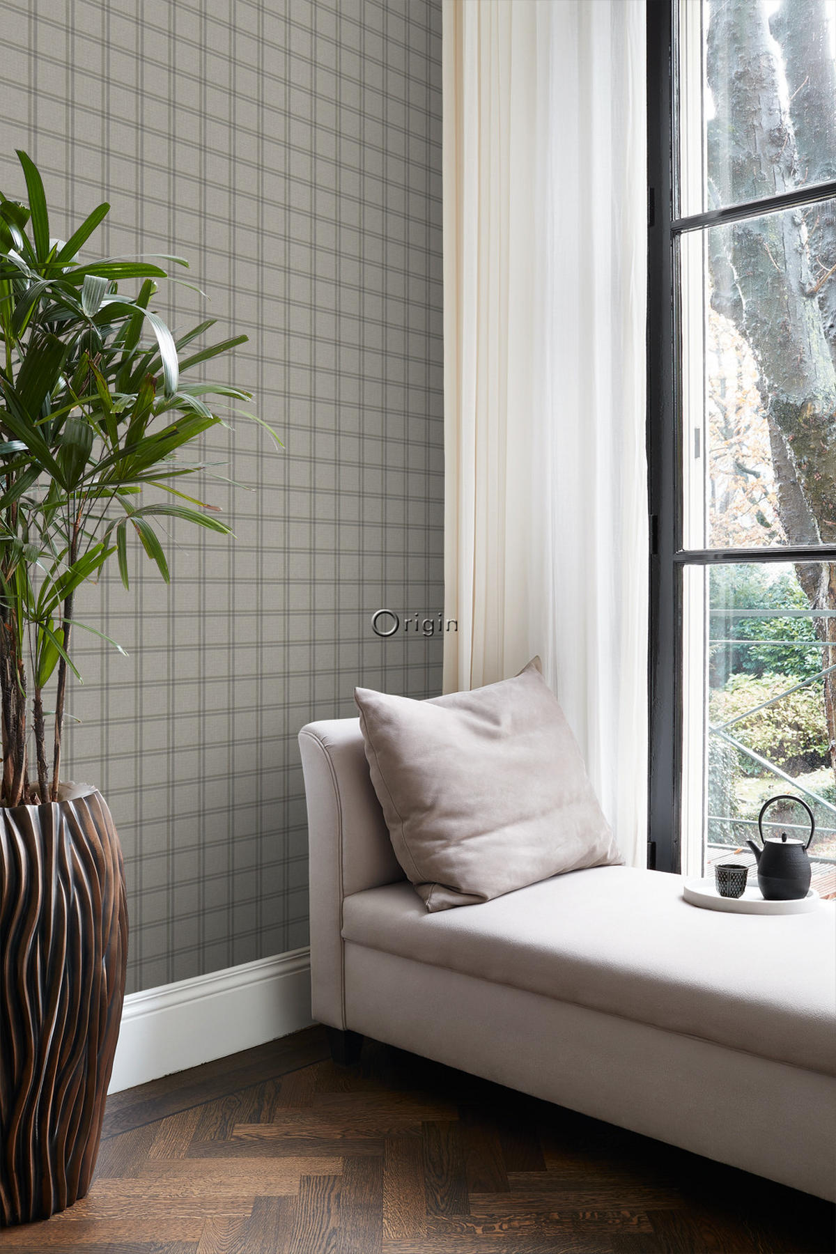 TAPETE Karomuster 53 cm x 10.05 m - Braun, Papier (53/1000cm) - Origin Wallcoverings