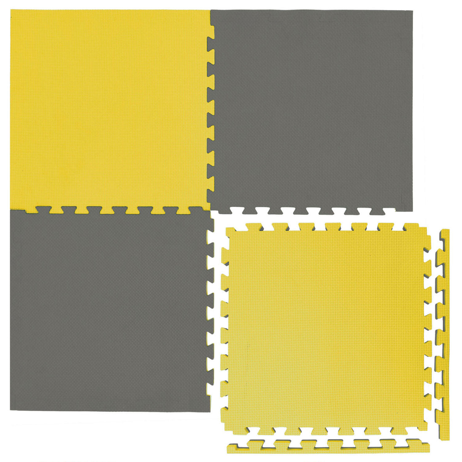 BODENSCHUTZMATTE, 50 /50cm/2cm, Gelb Grau - Gelb, Kunststoff (50/50cm) - eyepower