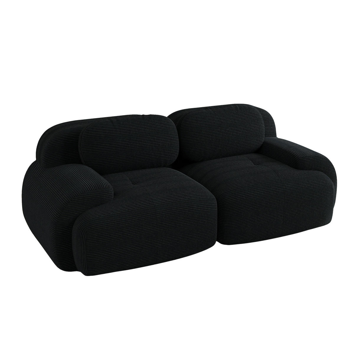 2-SITZER-SOFA Ecksofa 208/103/75 cm schwarz aus Cordstoff mit geschwungenen Armlehnen - Schwarz, Textil (103/75/208cm) - OKWISH