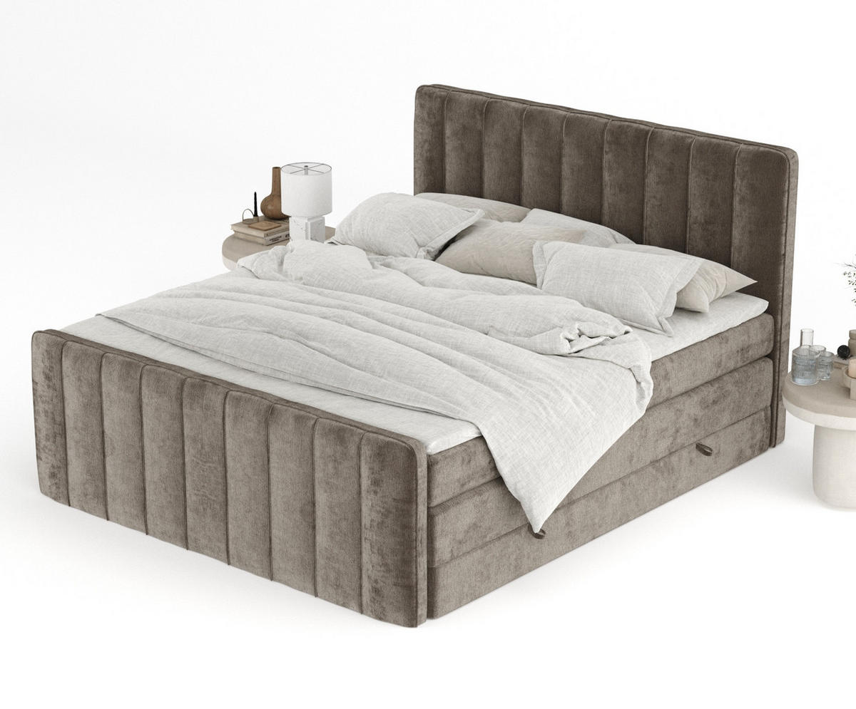 BOXSPRINGBETT Novara Braun 180/200 cm - Schwarz/Braun, Holz/Holzwerkstoff (180/200cm) - Maison de Reve