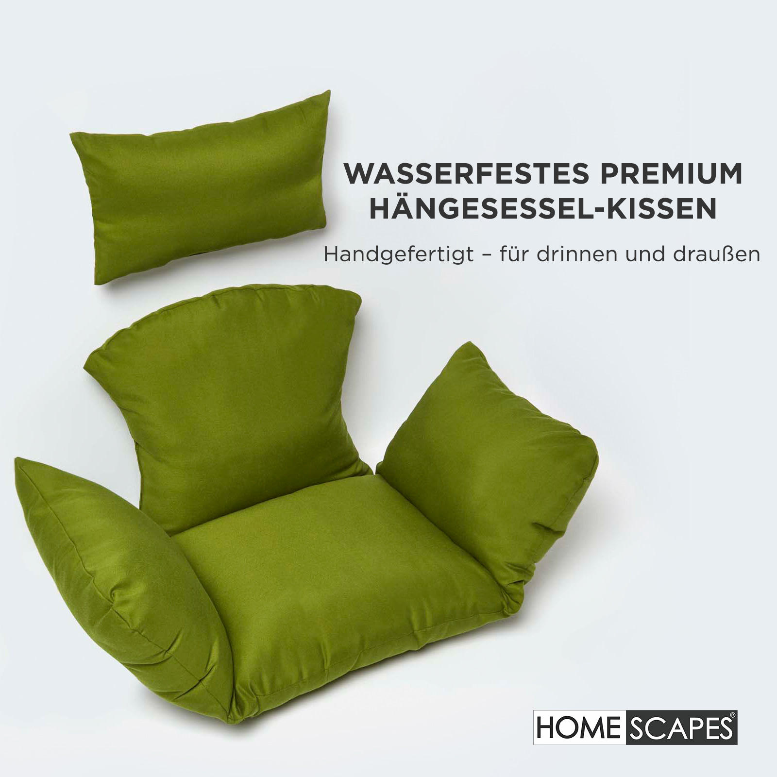 KISSEN für Hängesessel – wetterfest mit Kopfstütze - Grün, Textil (110/15/112cm) - Homescapes