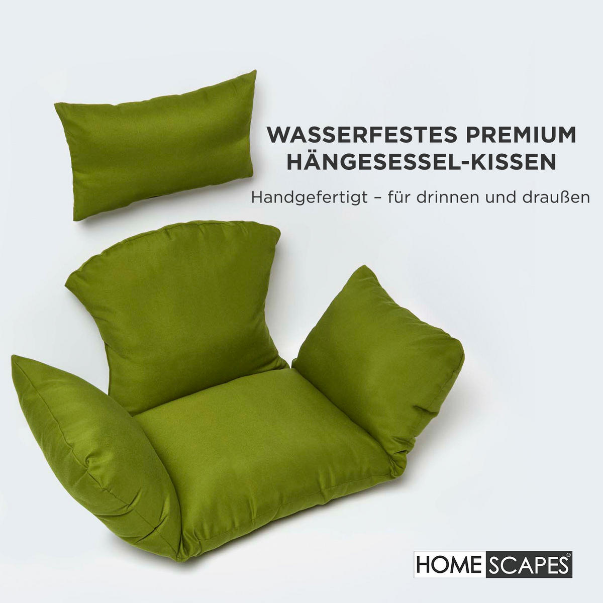 KISSEN für Hängesessel – wetterfest mit Kopfstütze - Grün, Textil (110/15/112cm) - Homescapes