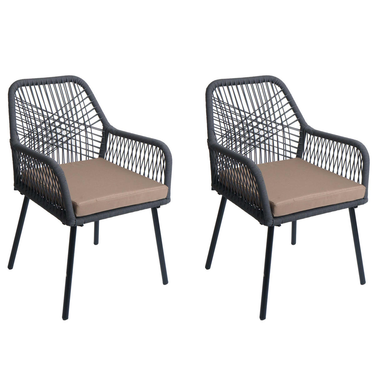 GARTENSTUHL Anthrazit, Taupe - Taupe/Anthrazit, Textil (54/81/62cm) - MCW