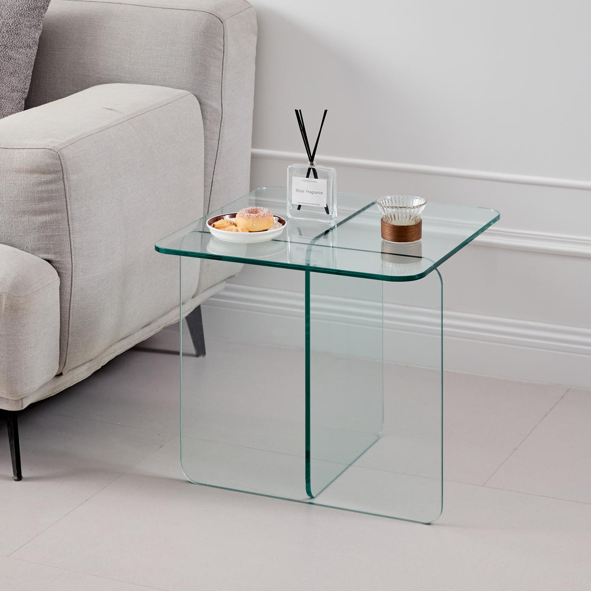 BEISTELLTISCH Transparent 45/45/51 cm aus Glas - Klar, Glas (45/45/51cm) - PANGIVO