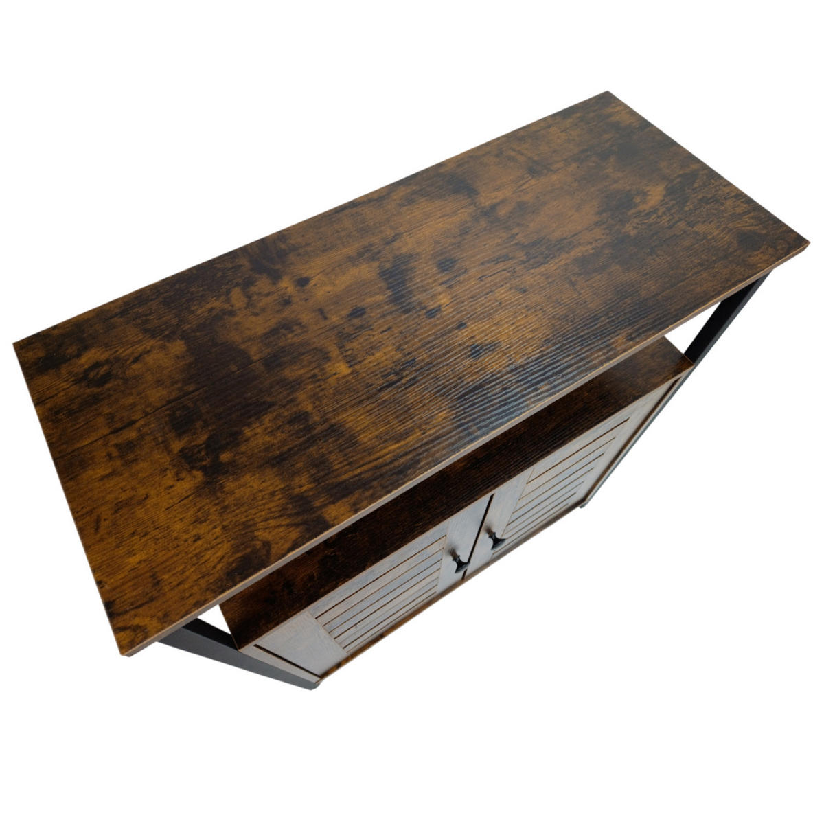 KOMMODE MIT REGAL Metall Dunkelbraun moderne Aufbewahrung 70x30x80 cm - Dunkelbraun, Holzwerkstoff (70/80/30cm) - Begryf