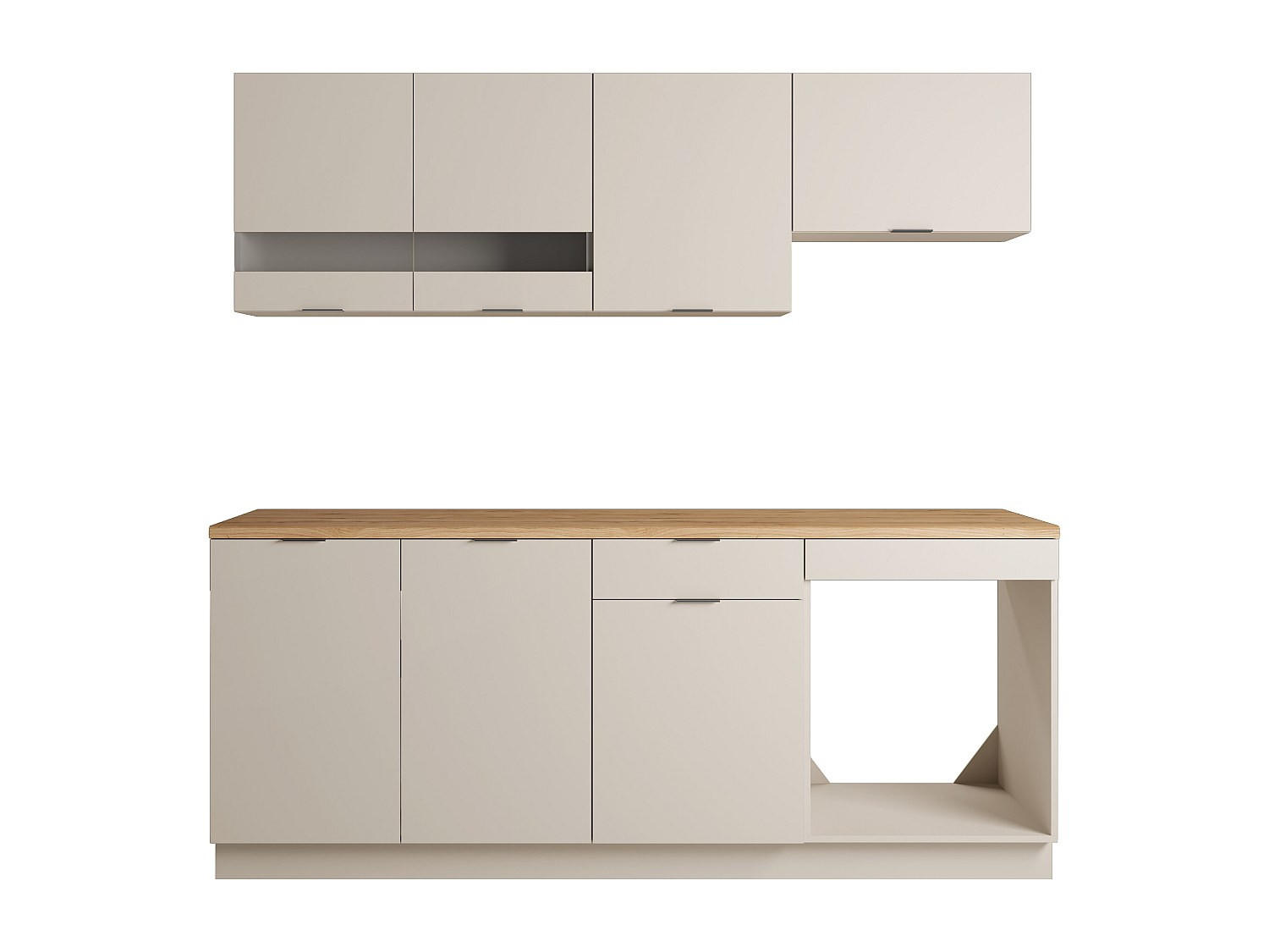 KÜCHENZEILE - 200 cm x 60 cm - holz - beige, naturfarben hell Carmeo - Beige/Naturfarben, Holz (200/82/60cm) - Vente-Unique