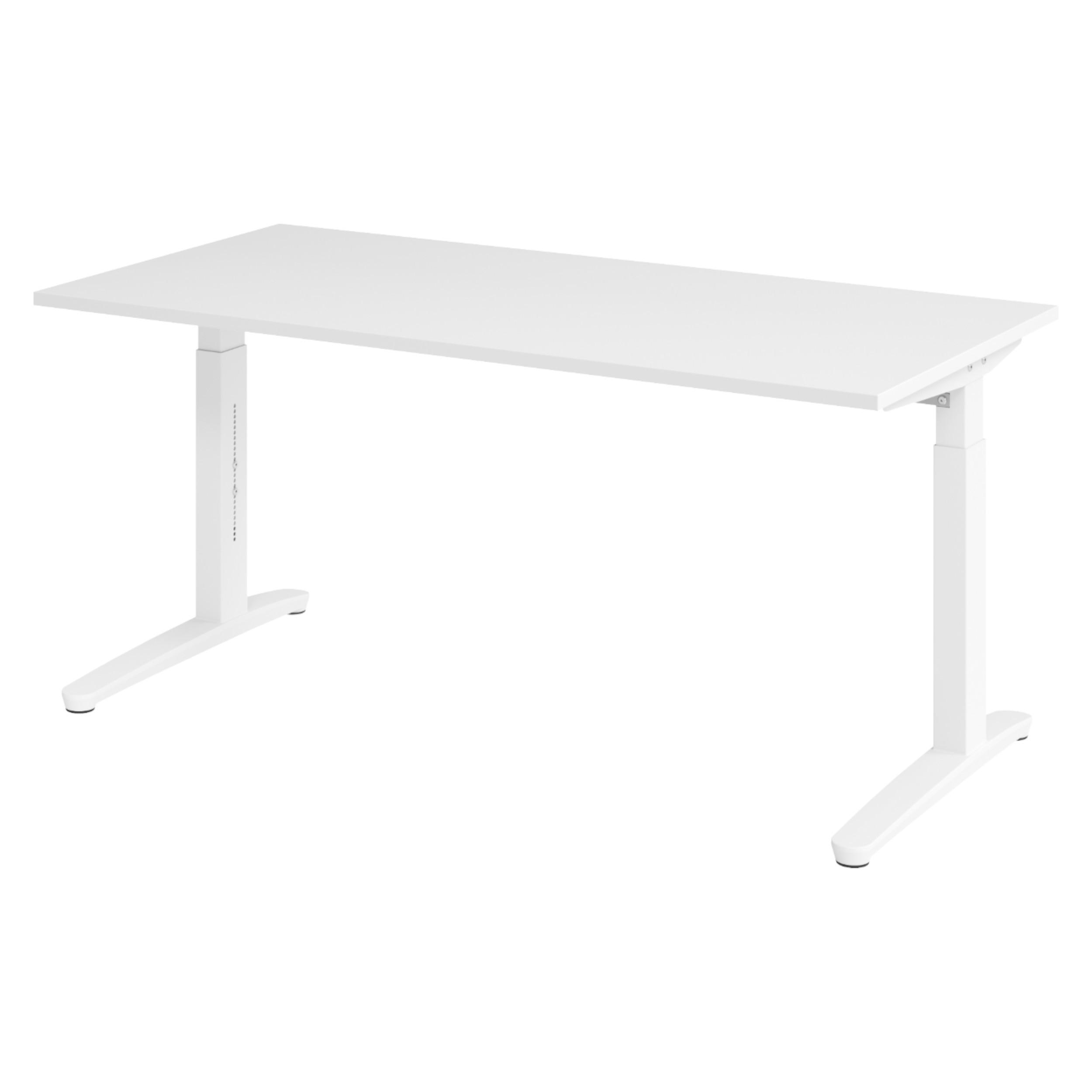 SCHREIBTISCH Serie-XB 80/160/74 cm in Weiß/Weiß - Weiß, Holzwerkstoff (80/160/74cm) - bümö