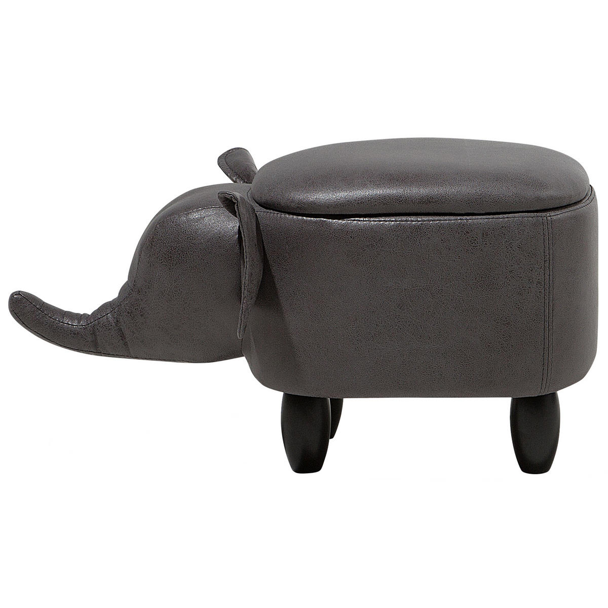 TIERHOCKER Elephant 32/70/35 cm - Grau, Kunststoff/Textil (70/35/32cm) - Beliani